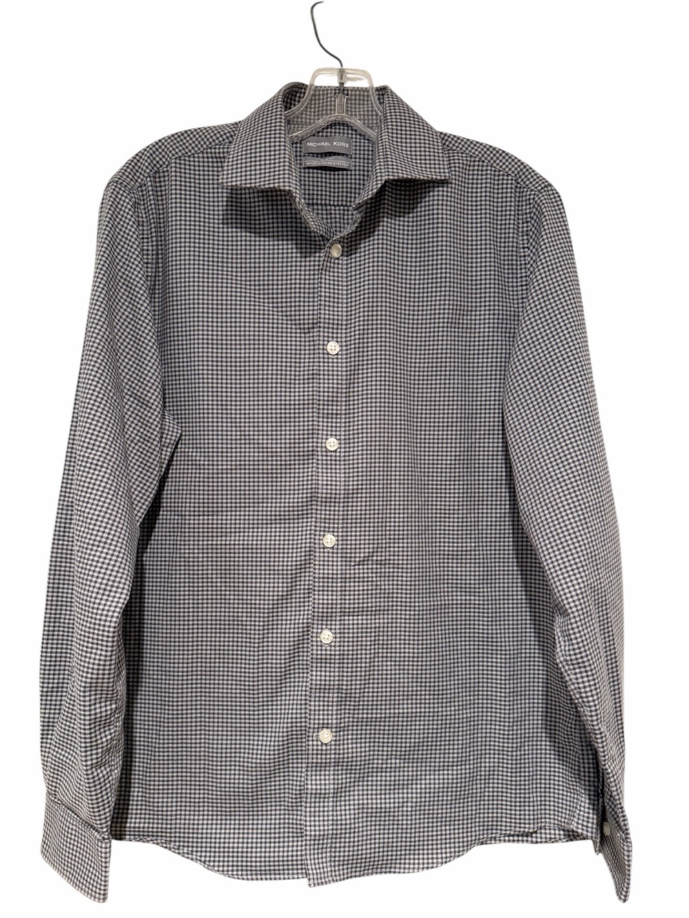 Michael Kors Black and Grey Micro-Check Dress Shirt